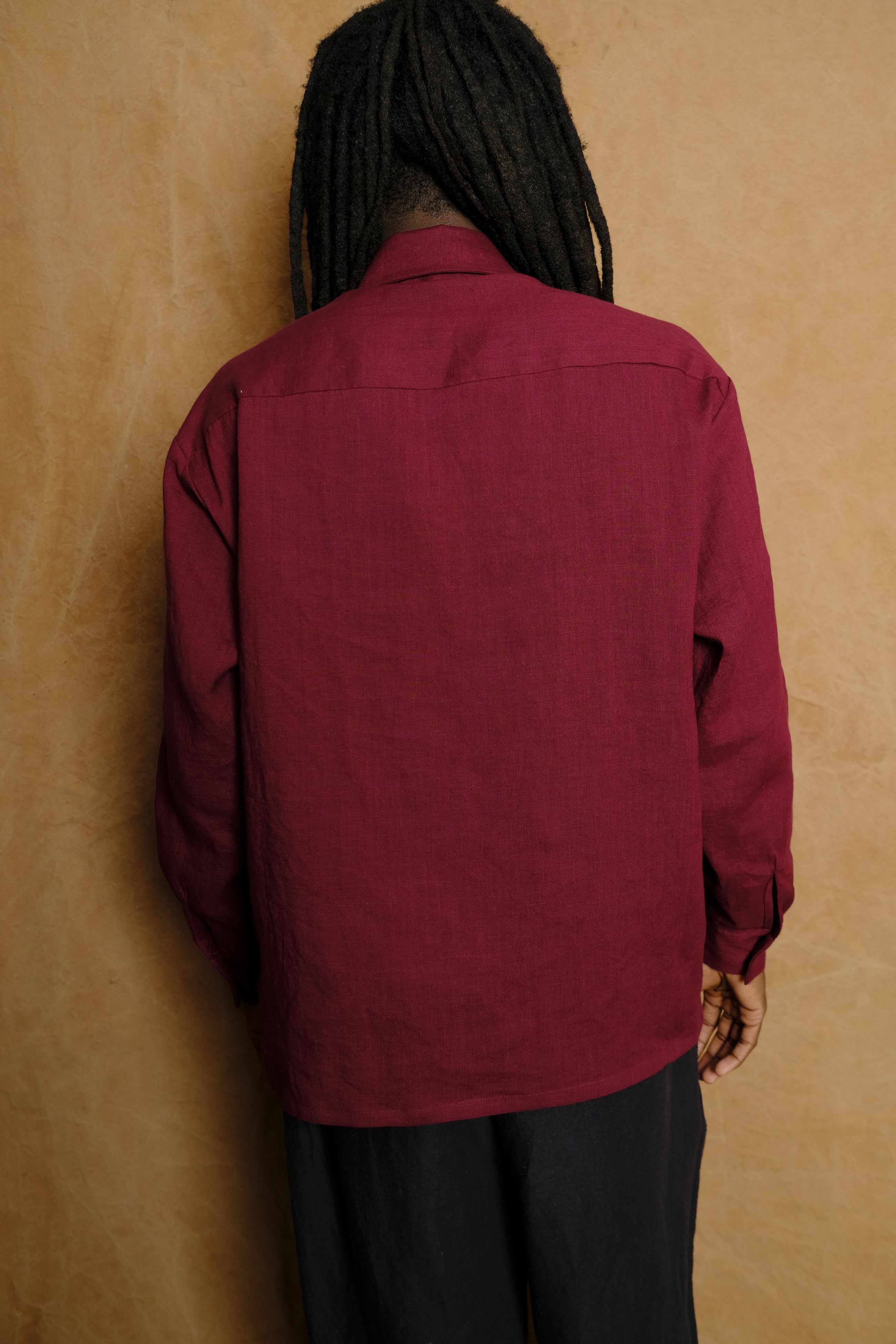 one pocket shirt in dark cherry