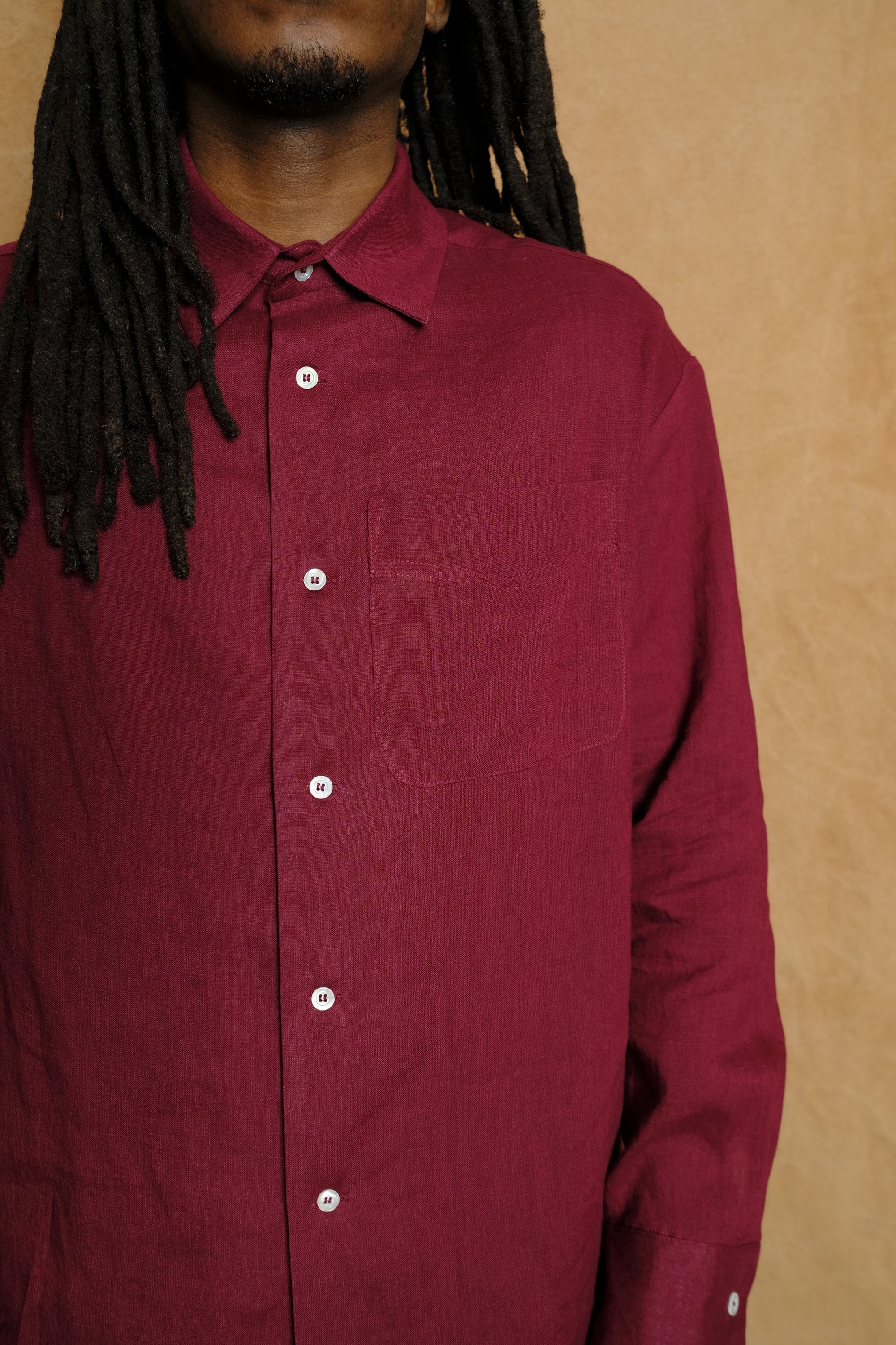 one pocket shirt in dark cherry
