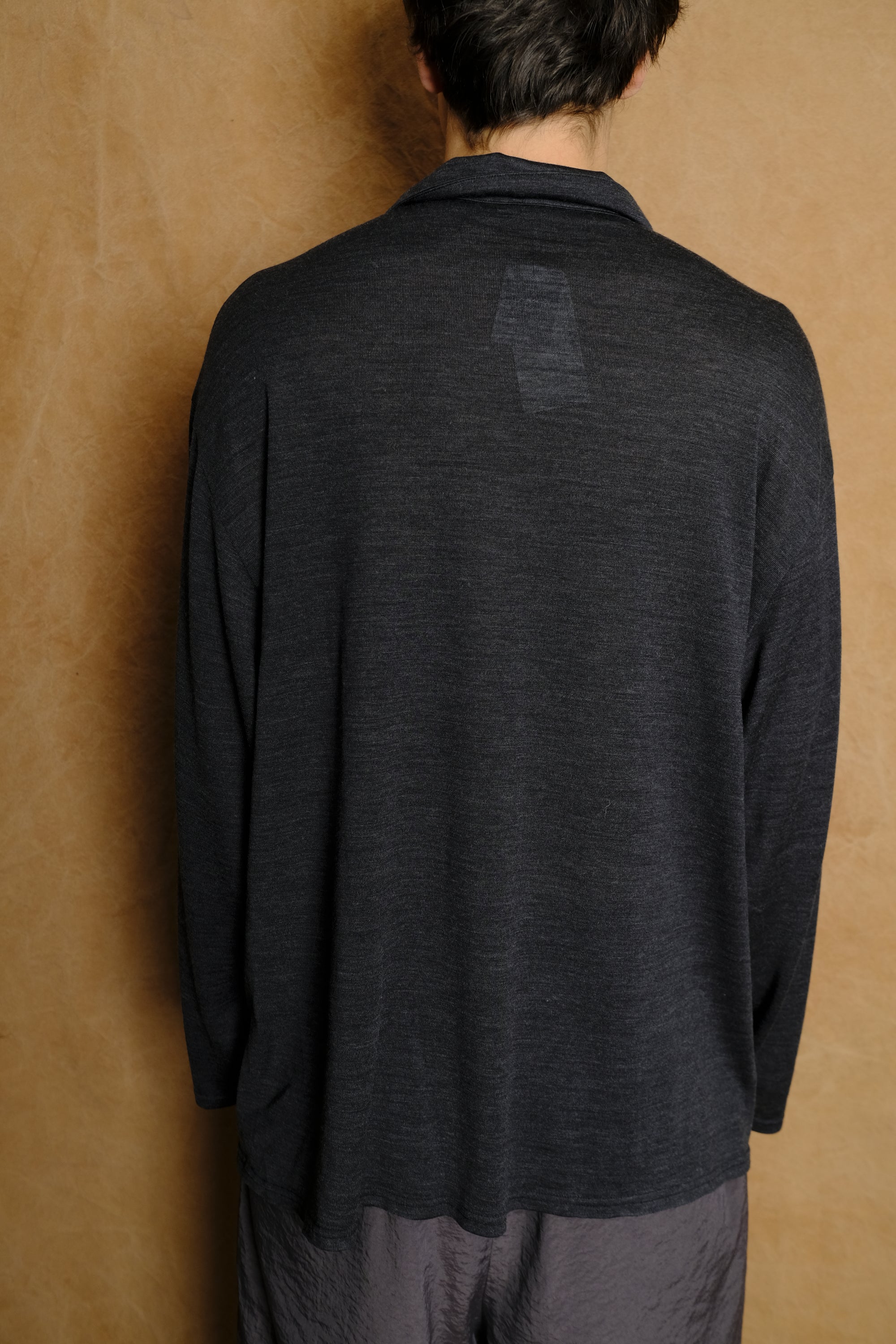 wool jersey twisted polo shirt in gray