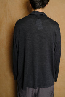 wool jersey twisted polo shirt in gray