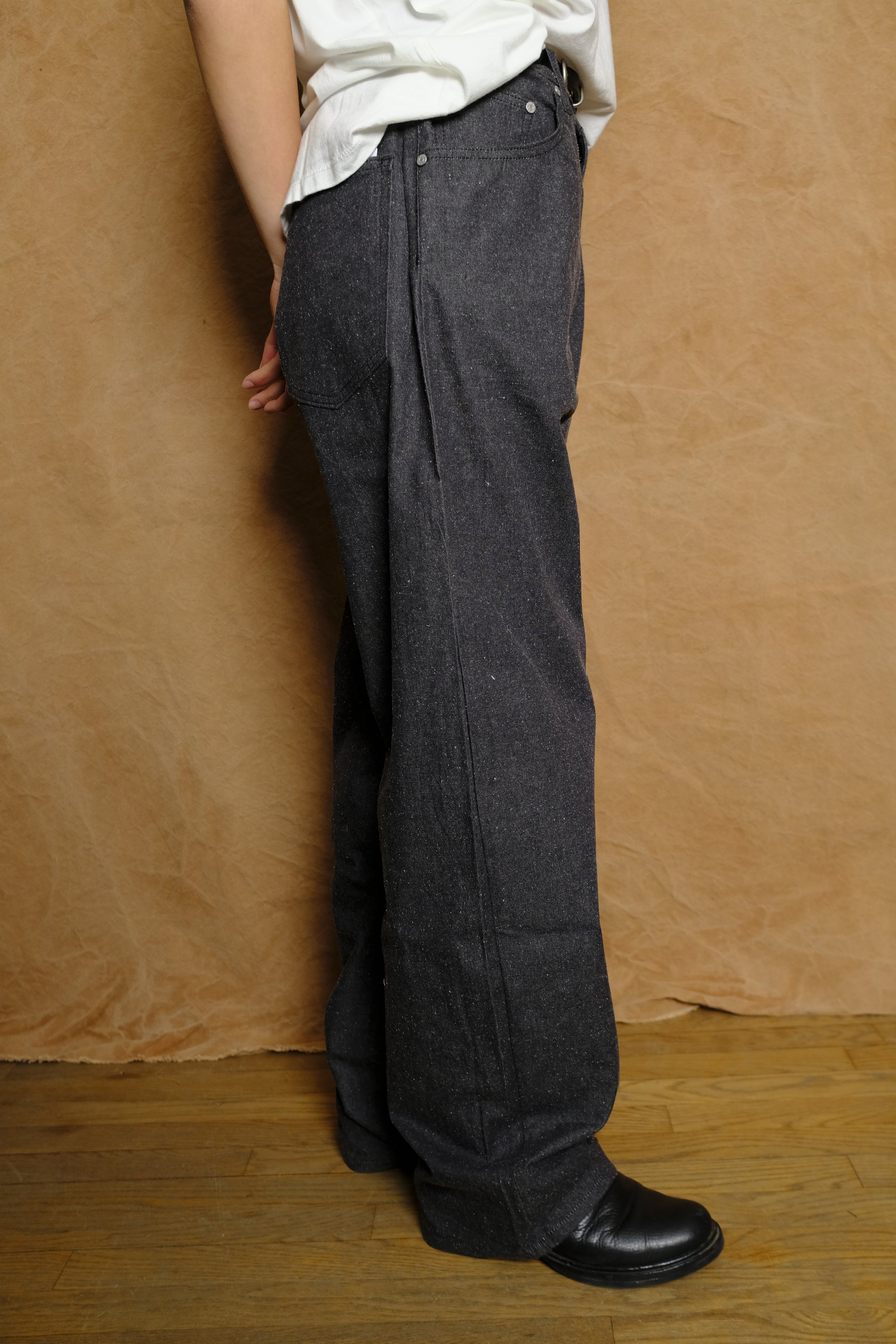 jean cut trouser in cotton silk galaxy denim