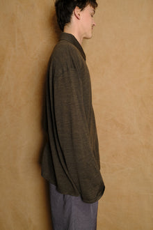 wool jersey twisted polo shirt in brown