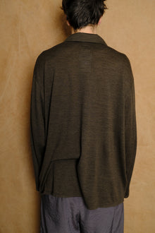 wool jersey twisted polo shirt in brown