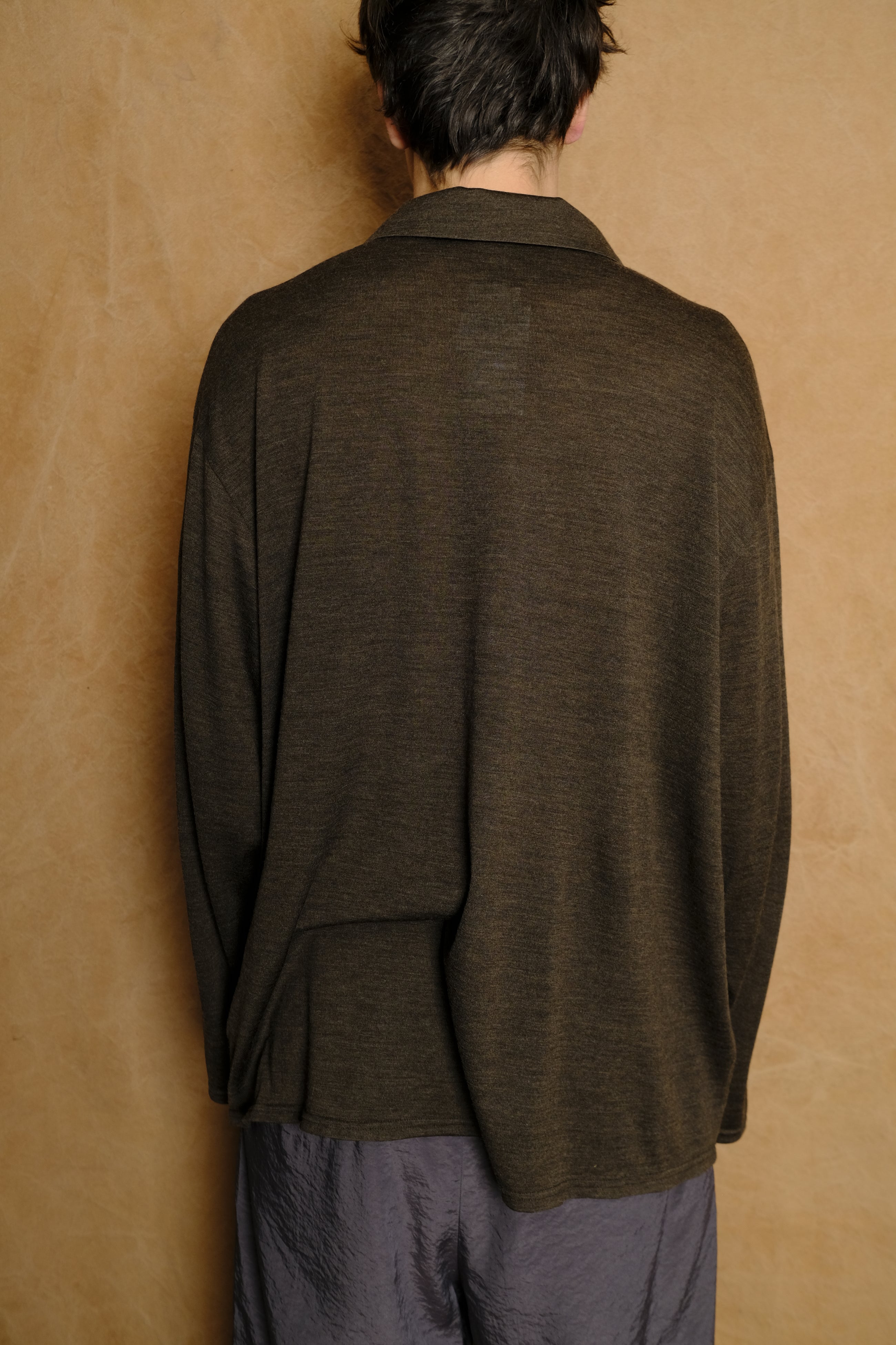 wool jersey twisted polo shirt in brown