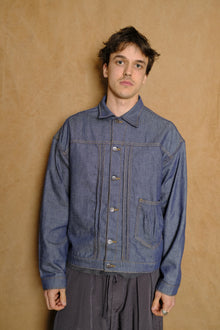 gypsy soul oversized jacket in dark rinse