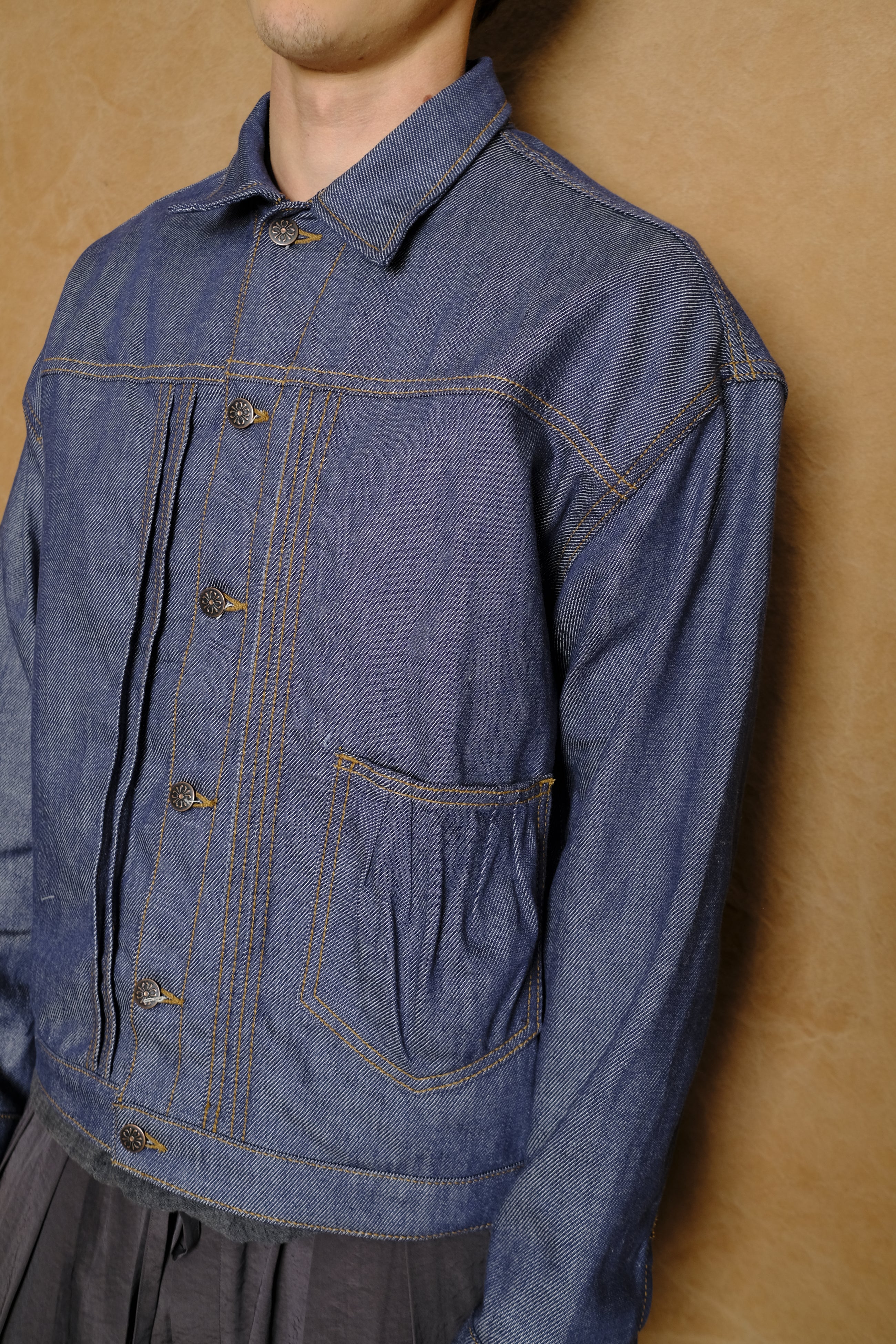 gypsy soul oversized jacket in dark rinse
