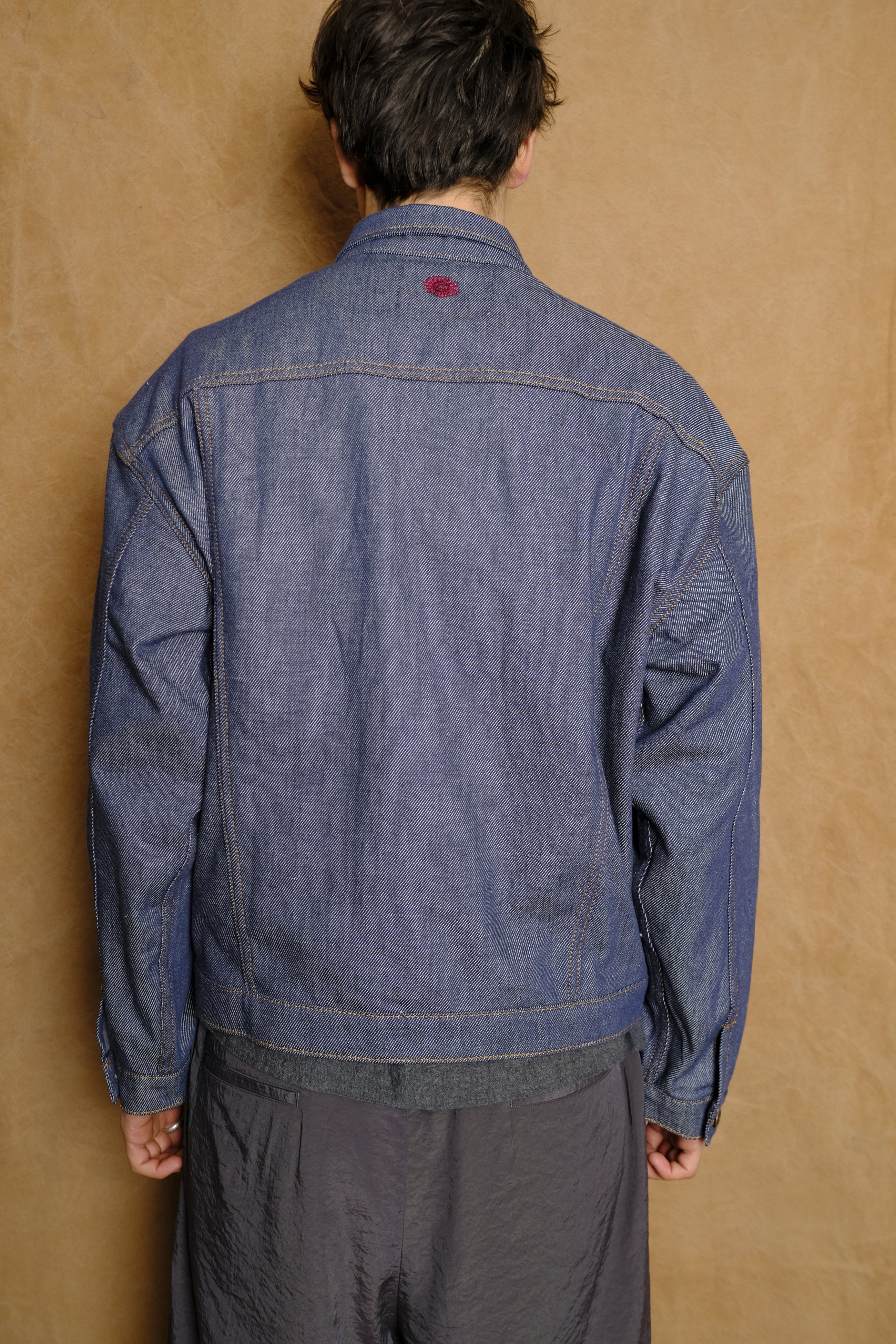 gypsy soul oversized jacket in dark rinse