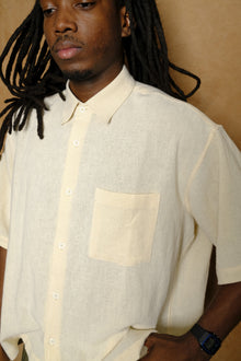 cropped short sleeve garson shirt in tropical natural