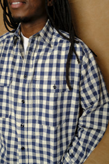 giorgio work shirt in linen gingham
