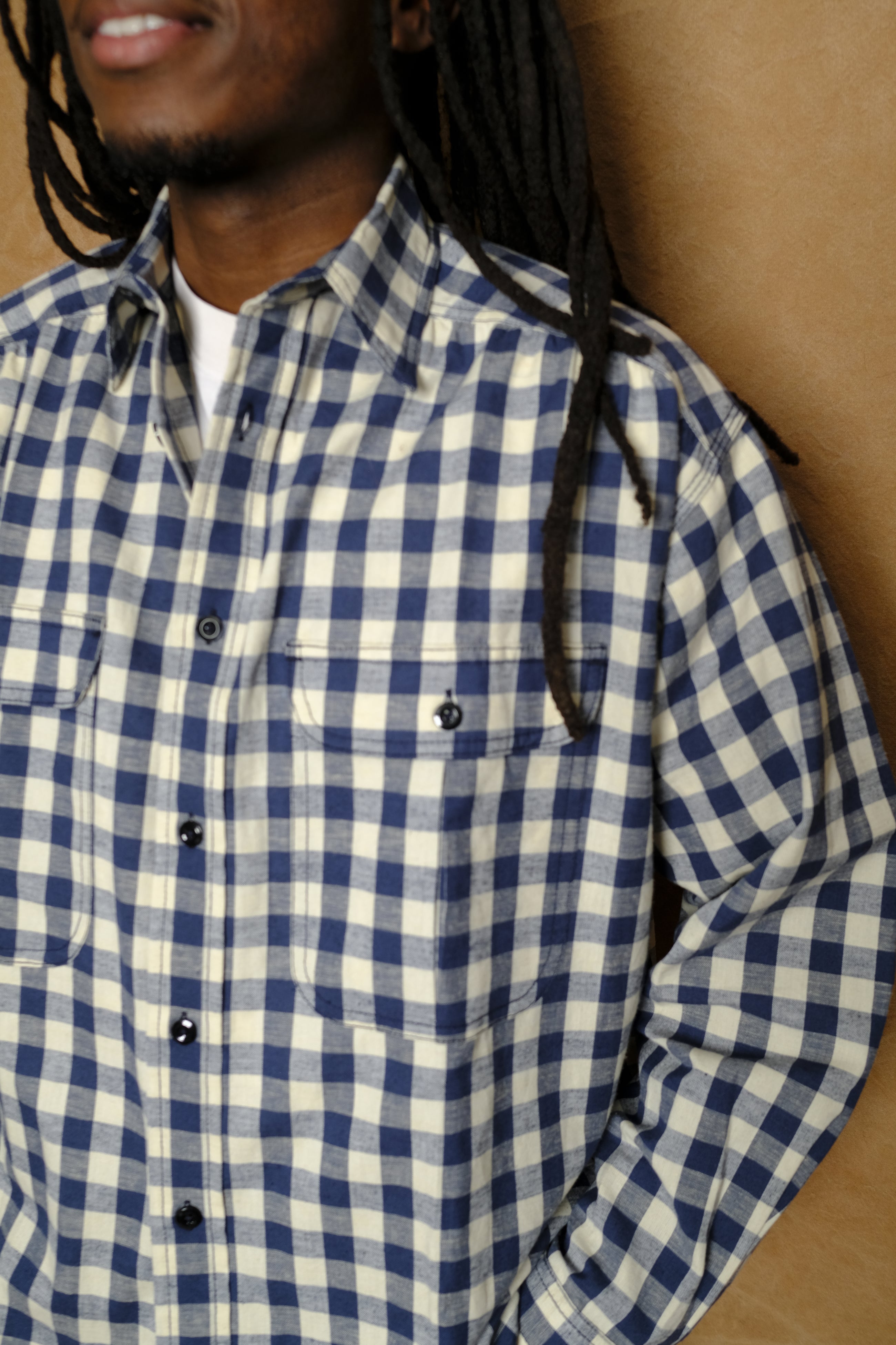 giorgio work shirt in linen gingham