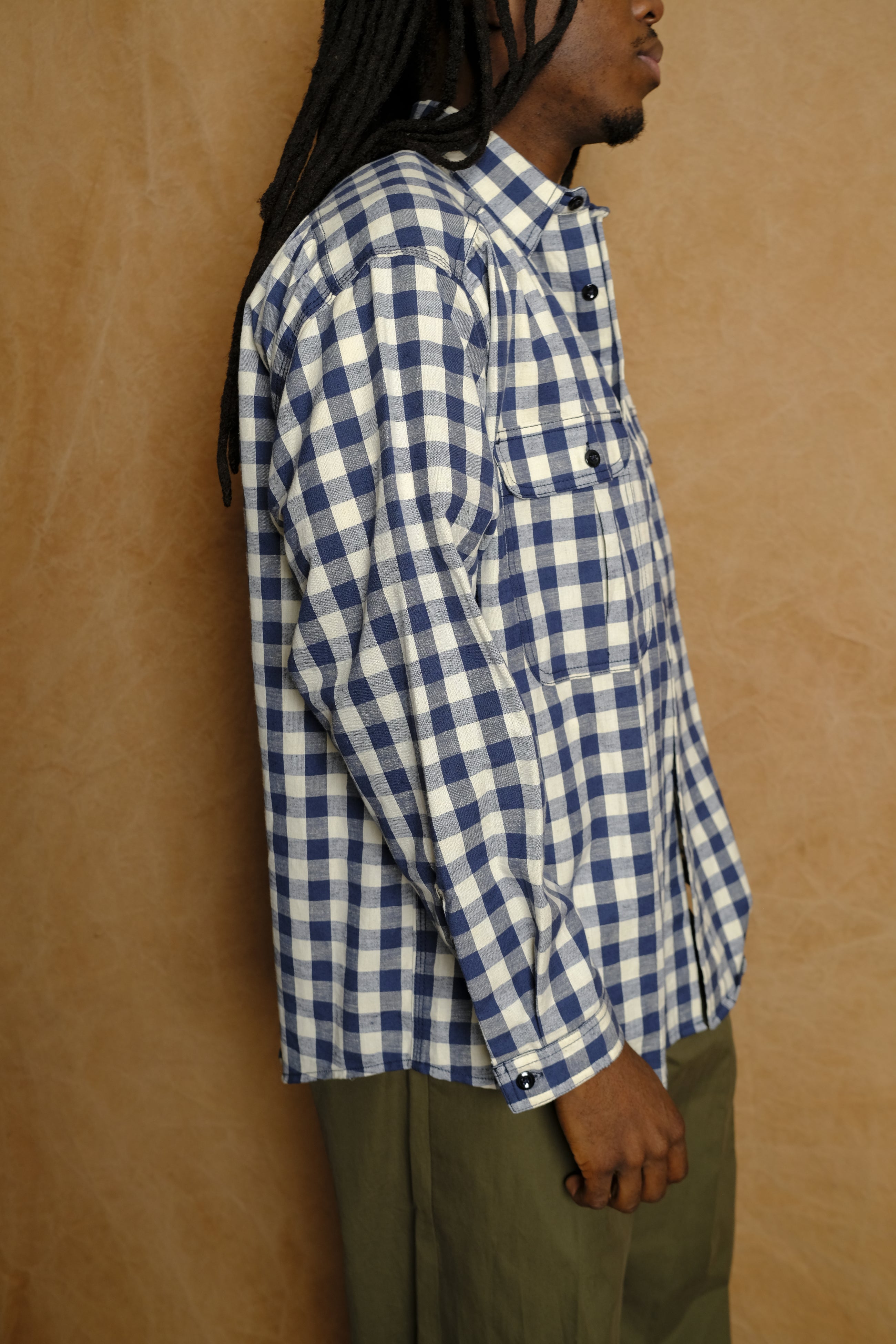 giorgio work shirt in linen gingham