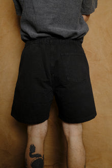 easy baggy shorts in black military surplus cotton ripstop