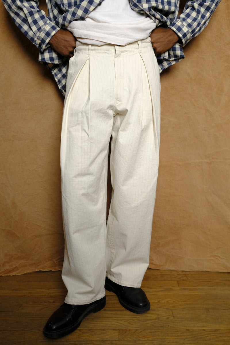 ekusy pant in natural military surplus cotton ripstop