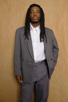 shawl collar blazer in dyed cotton wool linen twill