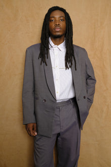 shawl collar blazer in dyed cotton wool linen twill