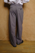 double pleated trouser in dyed cotton wool linen twill