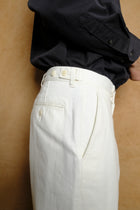 13oz organic cotton denim adjuster trouser in white