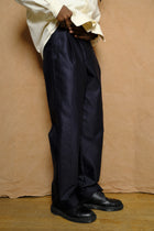 giza cotton moleskin tucked trousers in navy