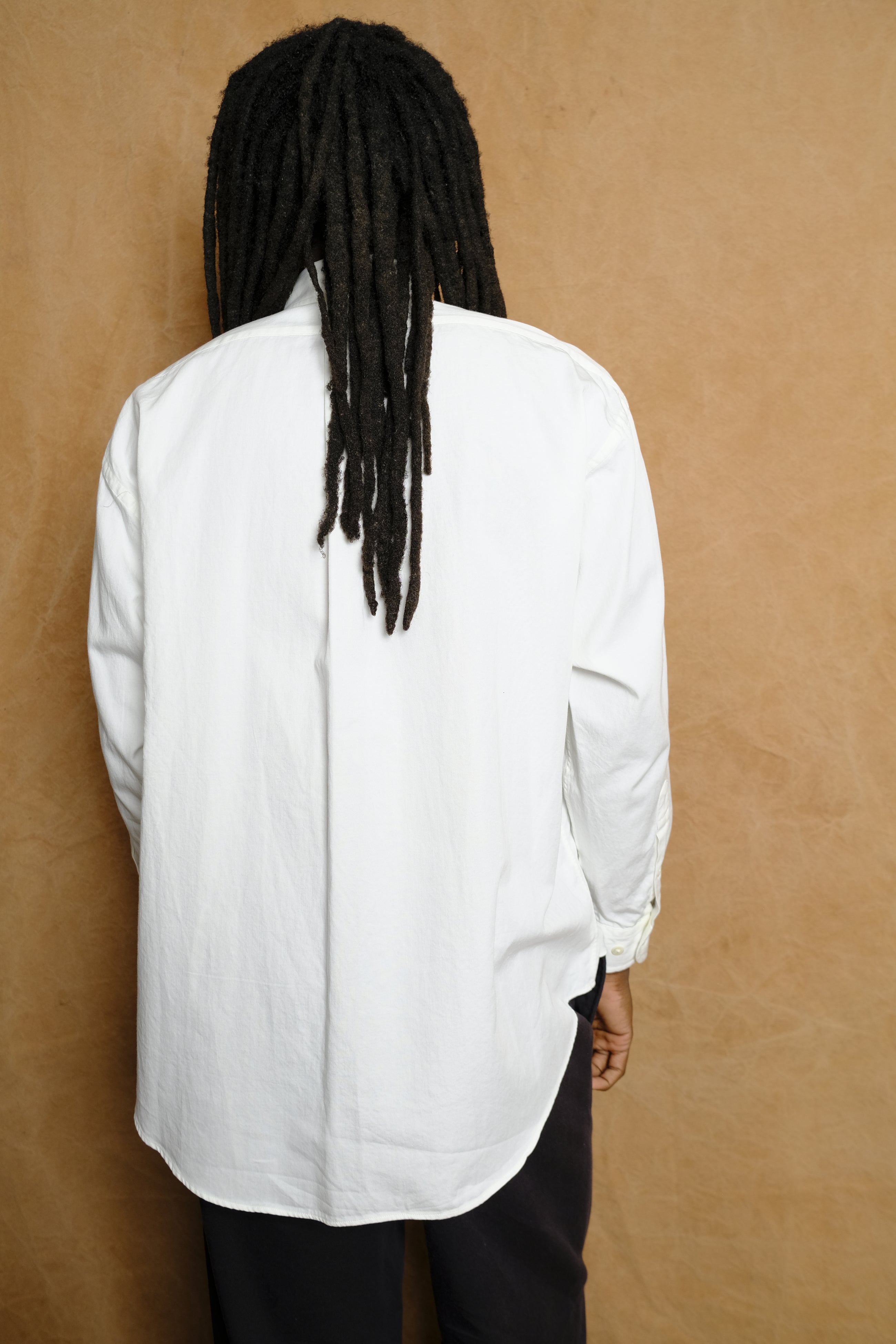 organic cotton washer satin shirt in white