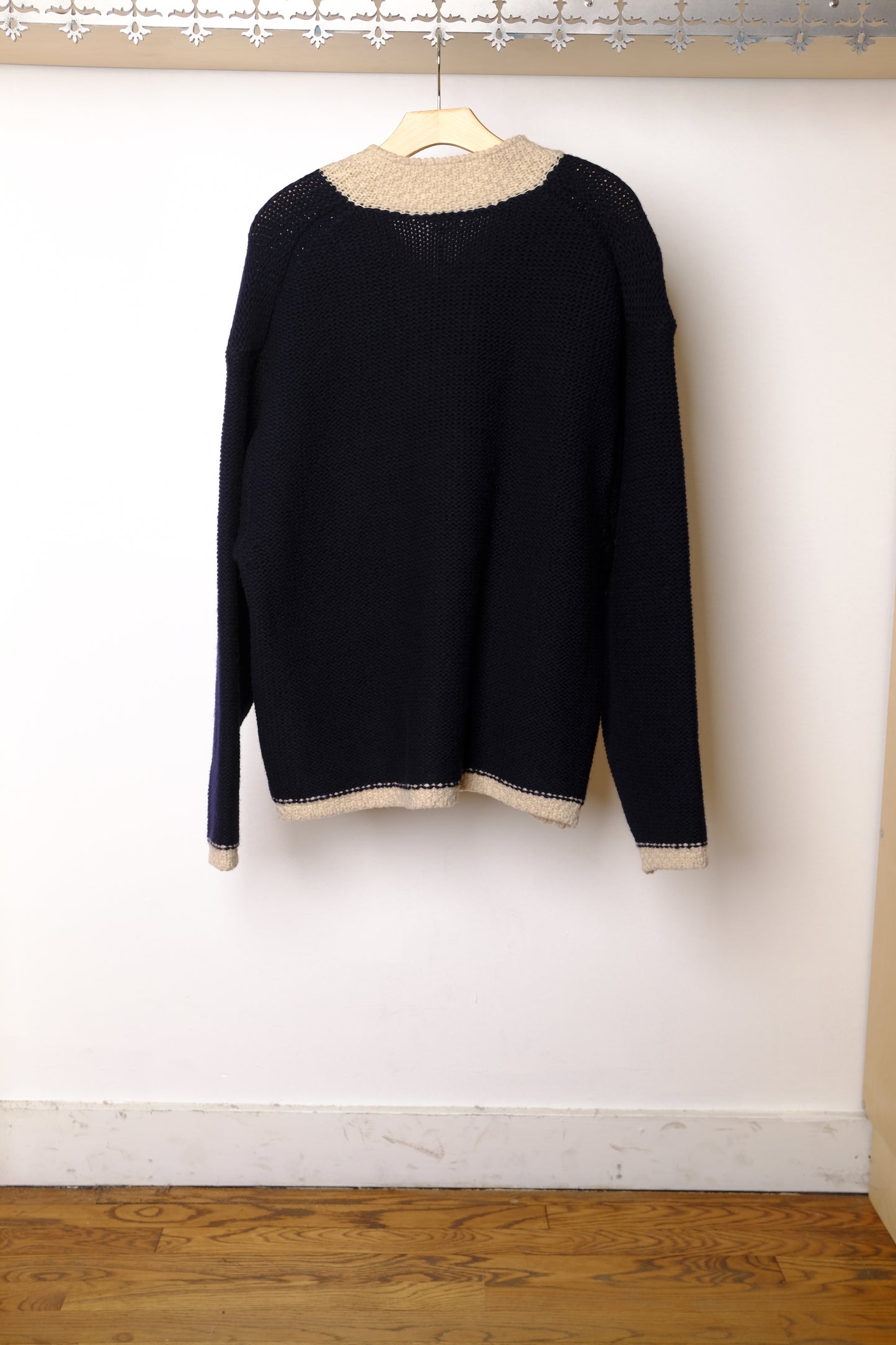 Dark Navy Granny Zip Up Cardigan