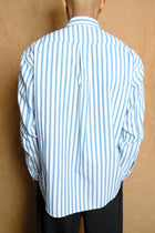harlem shirt in green stripe cotton twill