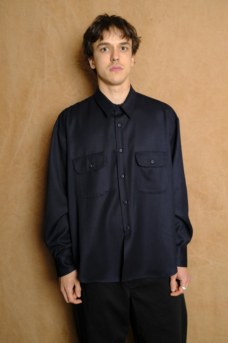 david kelly shirt in gabardine wool