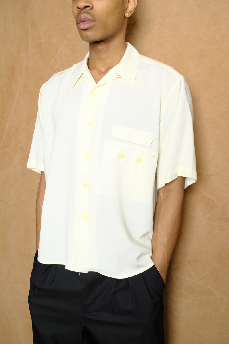the coltrane shirt in creme cotton twill