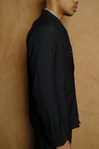 double breasted jacket in black tropical wool