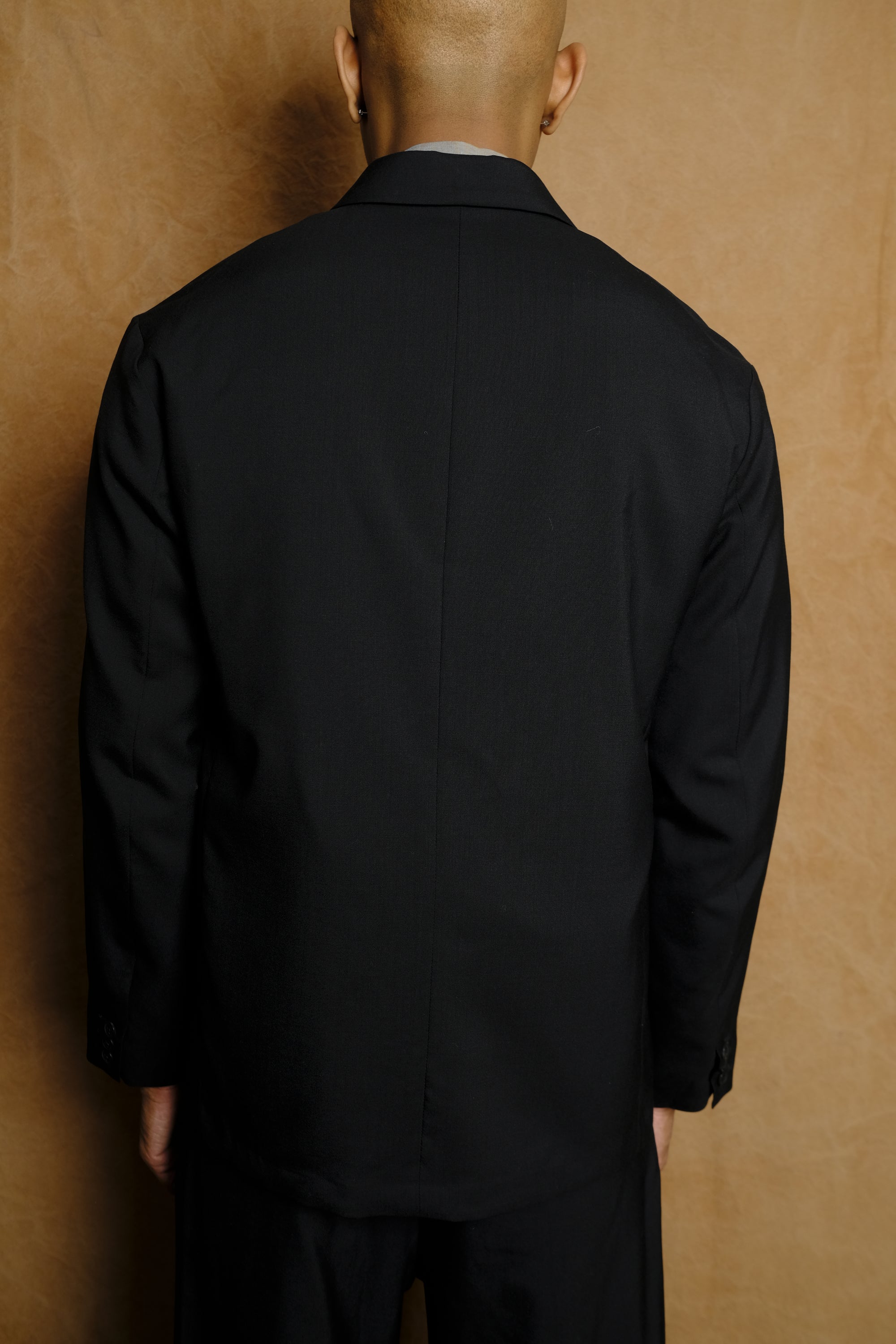 double breasted jacket in black tropical wool