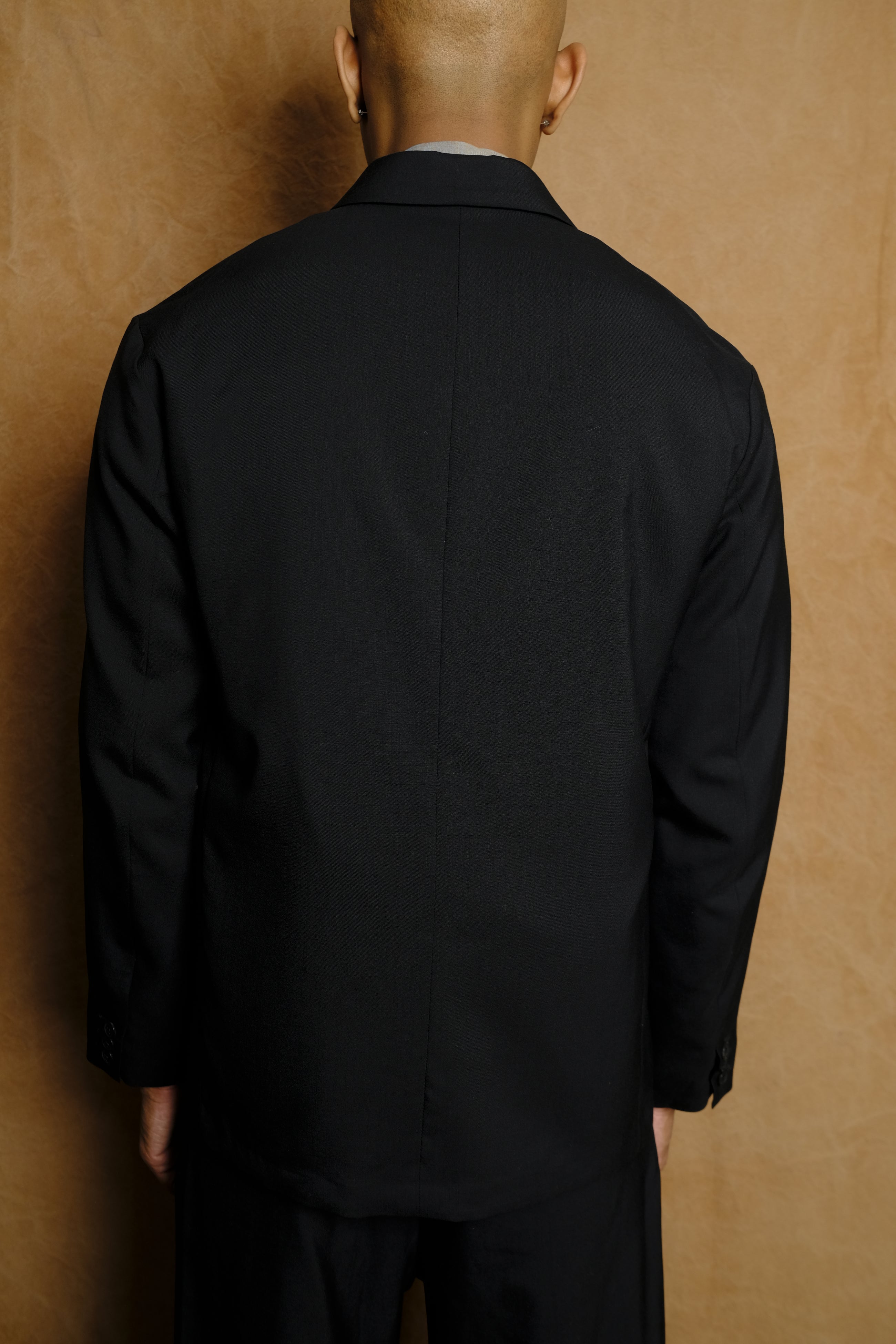 double breasted jacket in black tropical wool