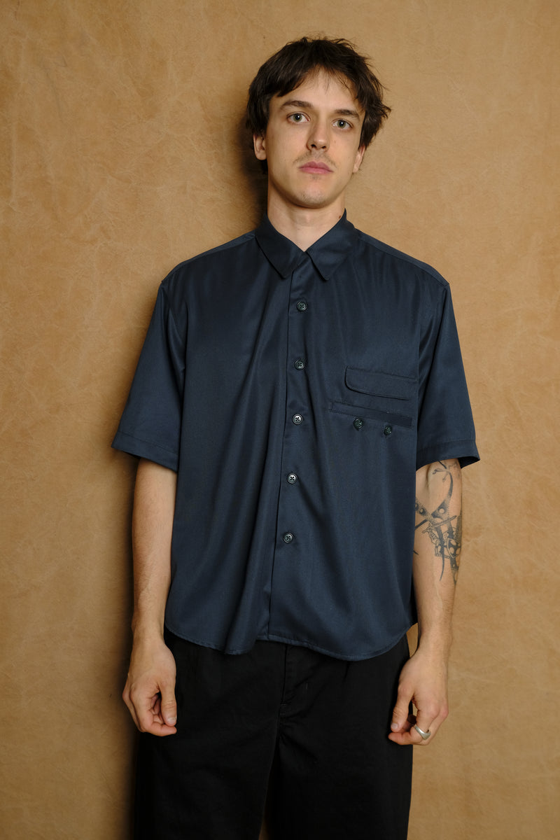 the coltrane shirt in teal cotton twill