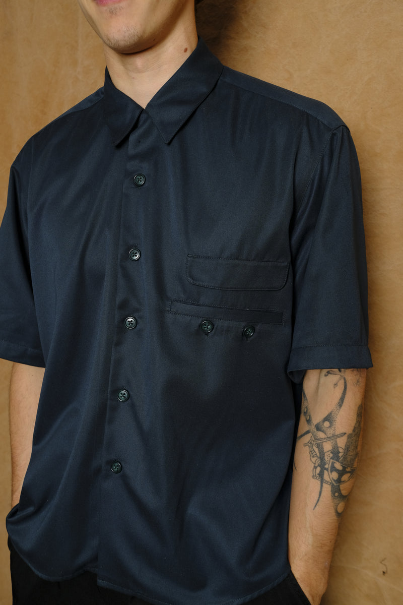 the coltrane shirt in teal cotton twill