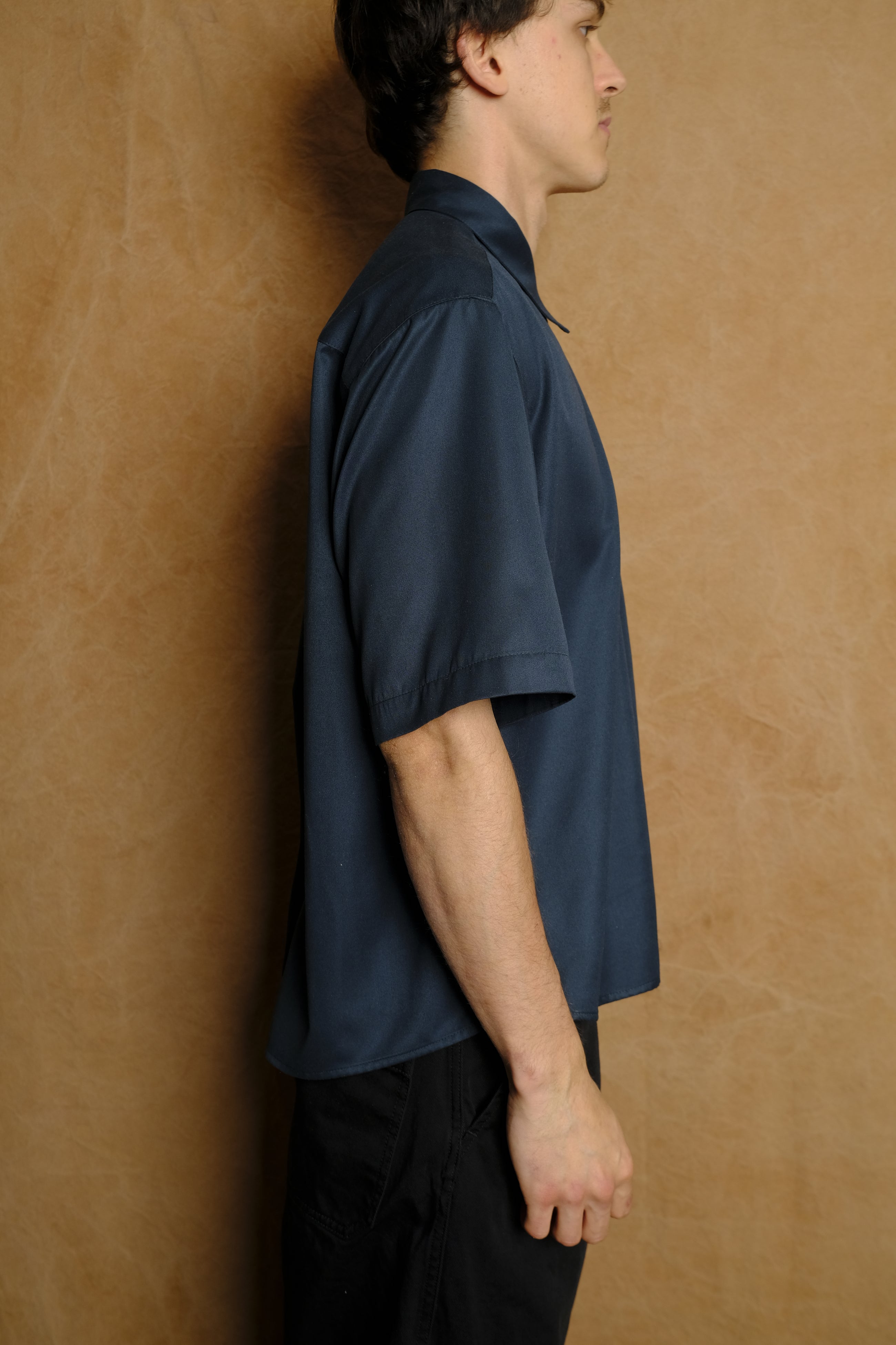 the coltrane shirt in teal cotton twill