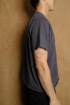 on the farm raw hem tee in washed black