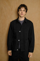 work jacket in black cotton katsuragi