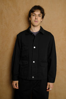 work jacket in black cotton katsuragi