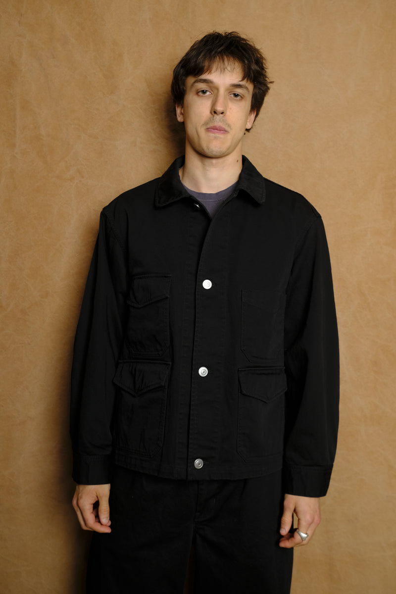 work jacket in black cotton katsuragi