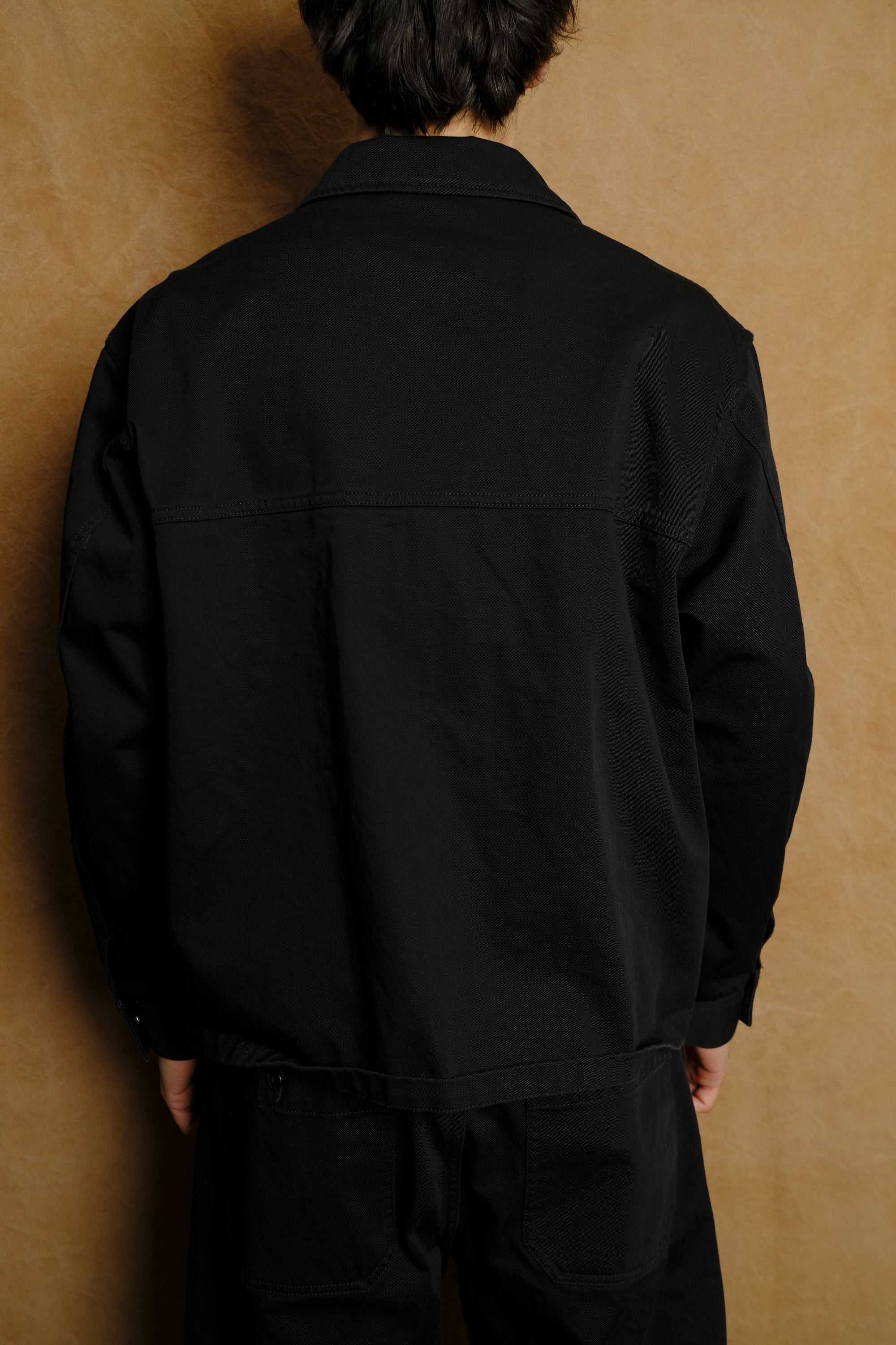 work jacket in black cotton katsuragi