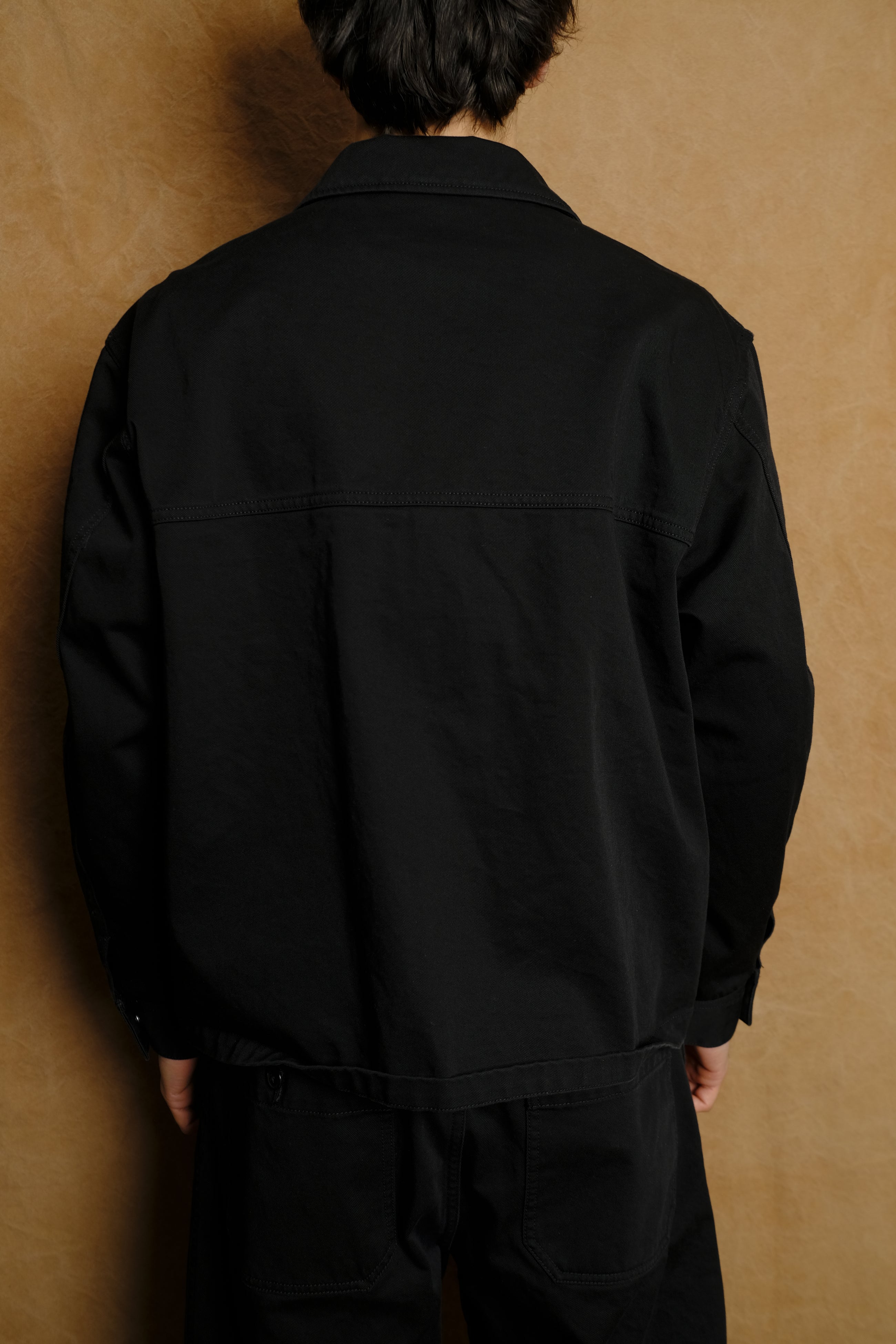 work jacket in black cotton katsuragi