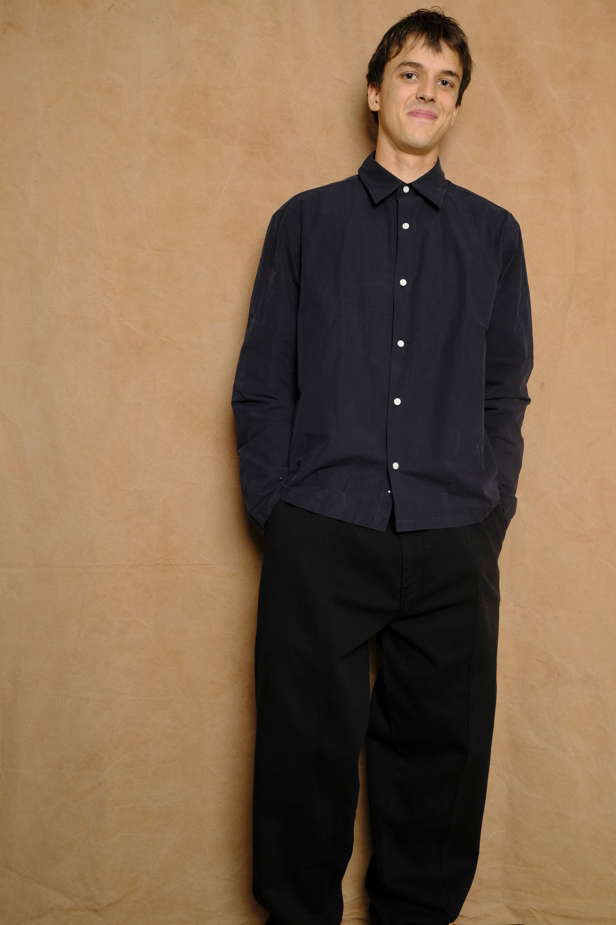 box shirt in black poplin