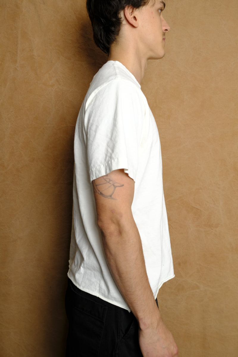 on the farm raw hem tee in white
