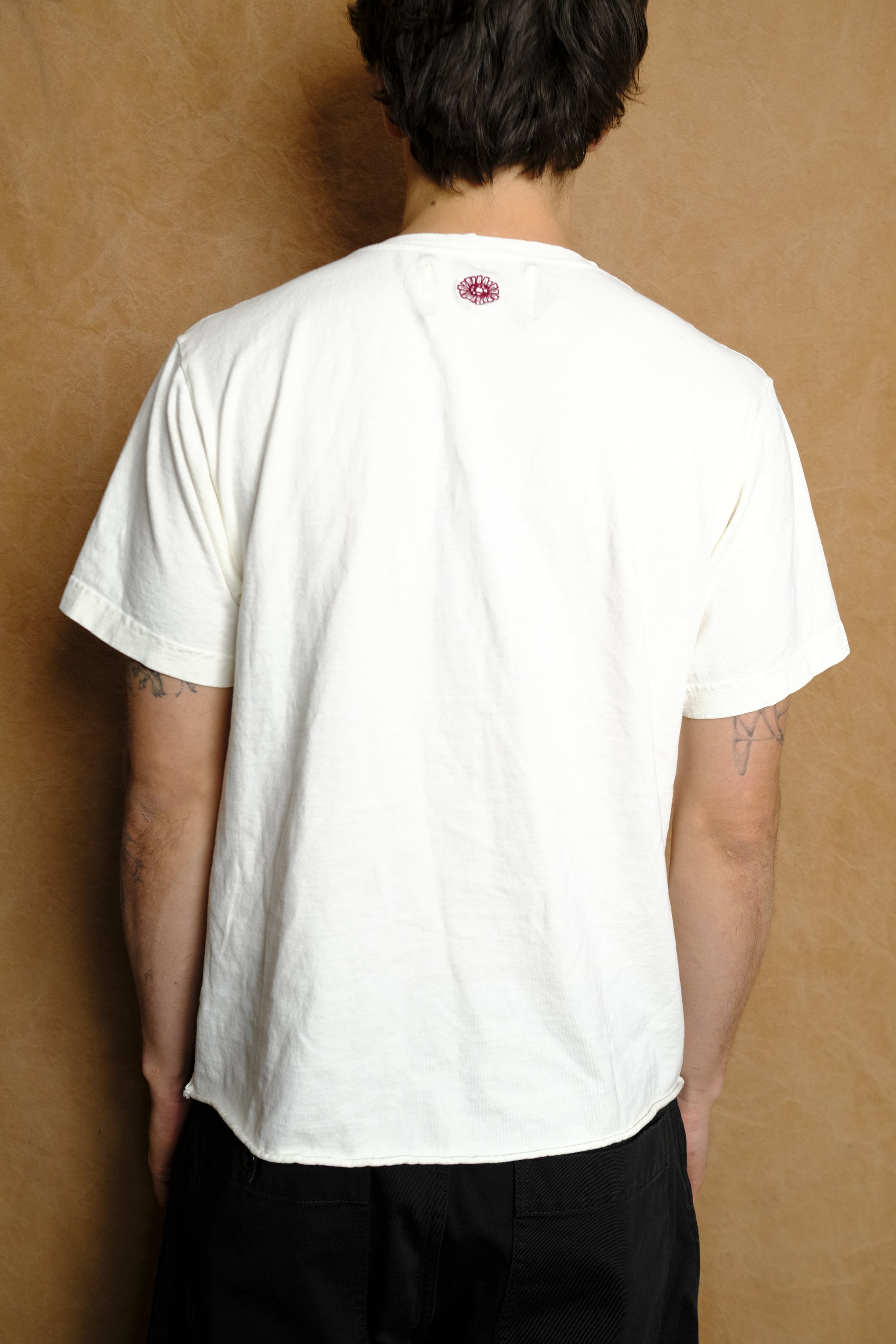 on the farm raw hem tee in white