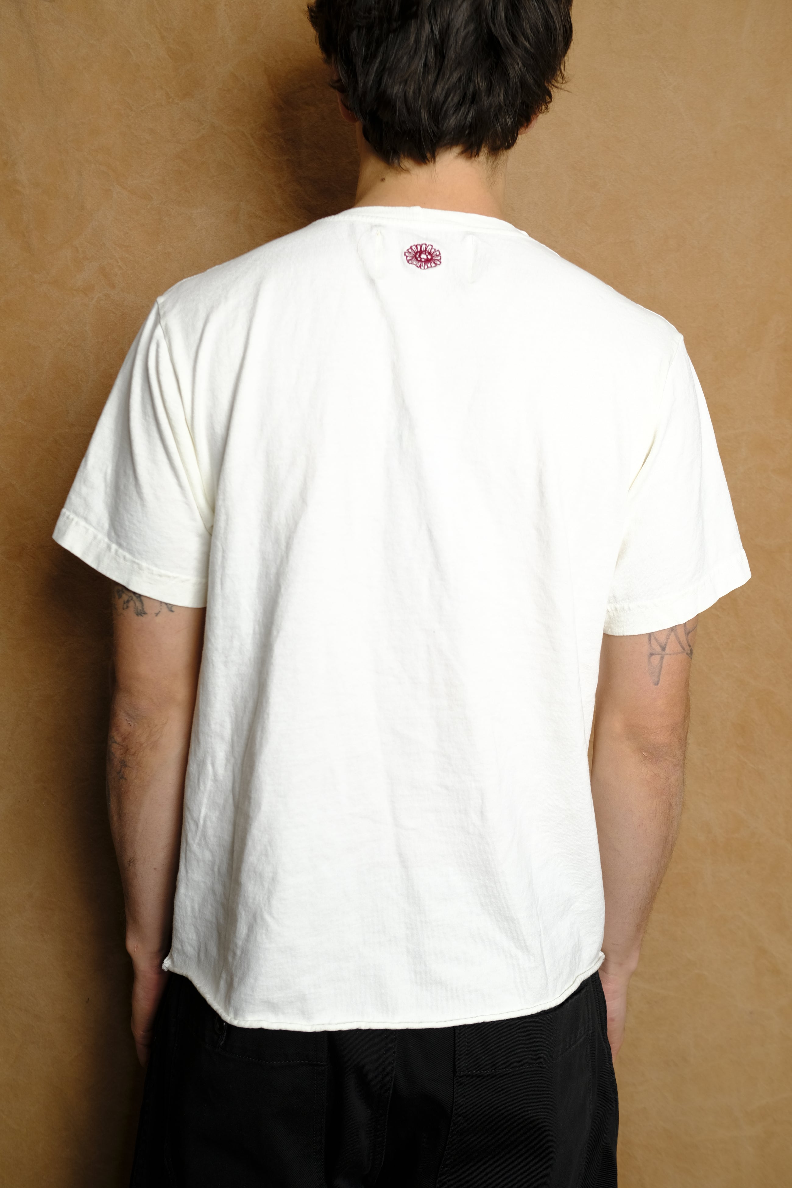 on the farm raw hem tee in white