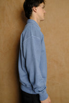 half zip sweat in sax cotton