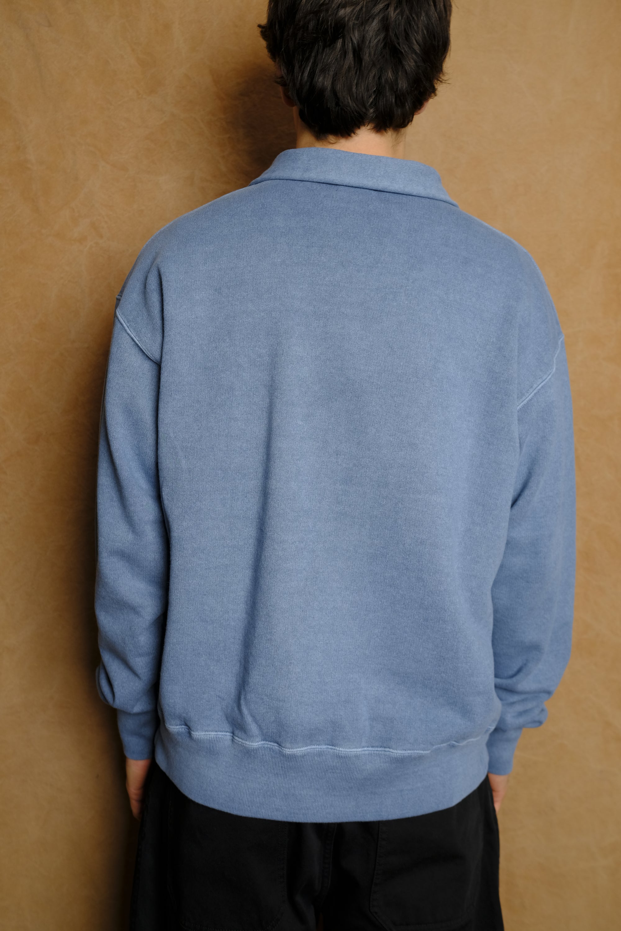 half zip sweat in sax cotton