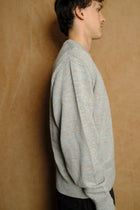 crew neck knit in sax cotton wool