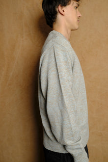 crew neck knit in sax cotton wool