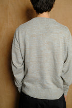 crew neck knit in sax cotton wool