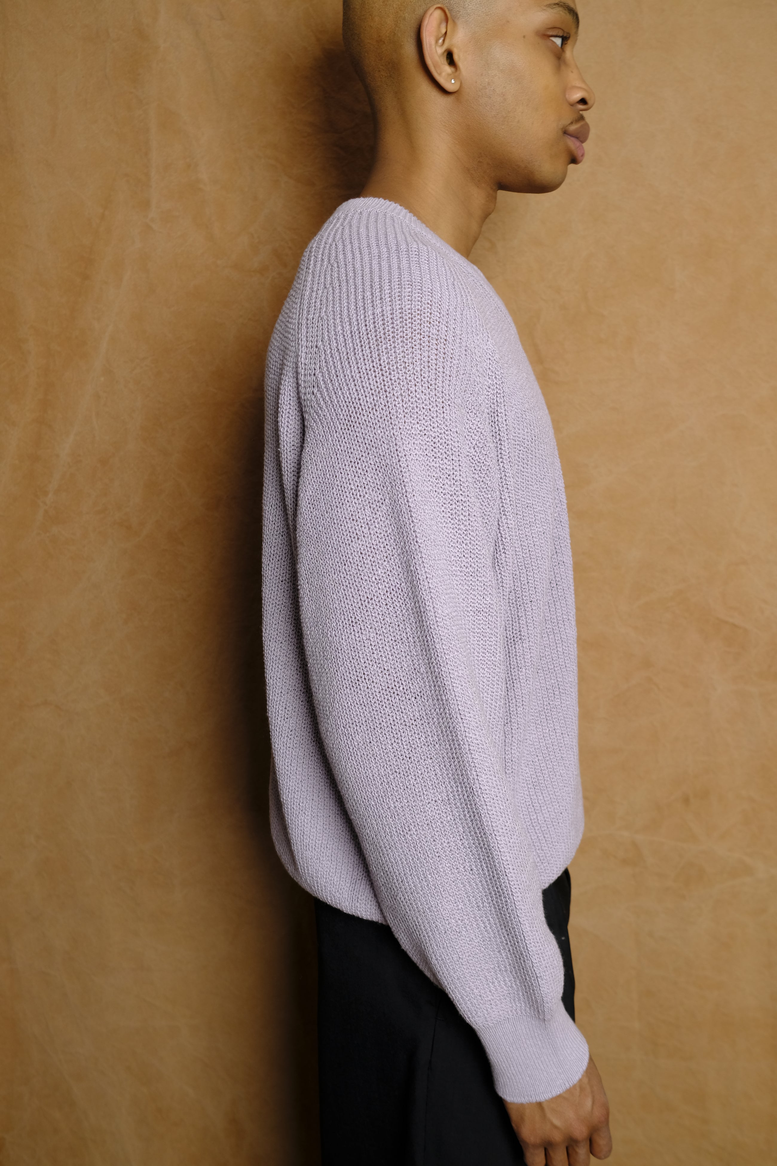 v neck knit in lavender cotton