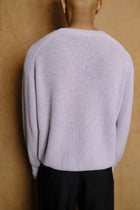 v neck knit in lavender cotton